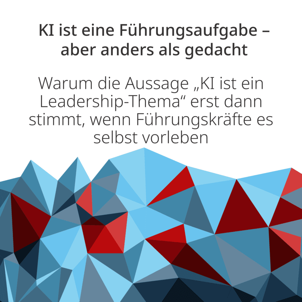 Drei Studien zeigen: KI kann Kompetenzen stärken oder zerstören. Der Unterschied liegt im Wie. Warum Führungskräfte KI selbst vorleben müssen. „KI ist ein Leadership-Thema“ ist zu einem Konsens-Statement geworden, wird aber selten zu Ende gedacht. Drei aktuelle Studien zeigen: KI-Nutzung verändert die Kompetenzen derjenigen, die sie einsetzen. Wer KI nur als Abkürzung nutzt, verliert Kompetenzen. Wer KI als Sparringspartner nutzt – mit Rückfragen, kritischer Prüfung und dabei eigene Denkleistung einbringt – wird hingegen nachweislich kompetenter. Für Führungskräfte bedeutet dies zweierlei: Erstens benötigen sie eigene KI-Kompetenz, auch um beurteilen zu können, welche Nutzungsmuster in ihrem Unternehmen produktiv sind und welche nicht. Zweitens müssen sie den Umgang mit KI vorleben, statt ihn nur zu verordnen. Denn „KI ist ein Leadership-Thema“ wird erst dann konkret, wenn Führungskräfte bewusst die Richtung vorgeben.